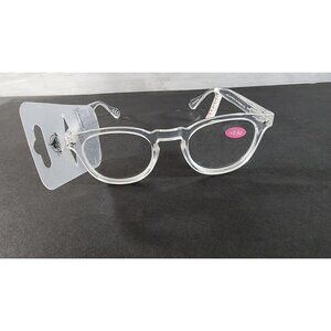 DISNEY PARKS READING GLASSES +2.50 CLEAR ROUND FRAMES READERS TRENDY MAGFINY